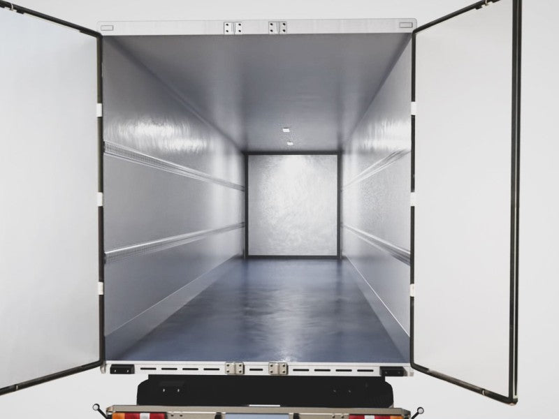 Trailer with its doors open